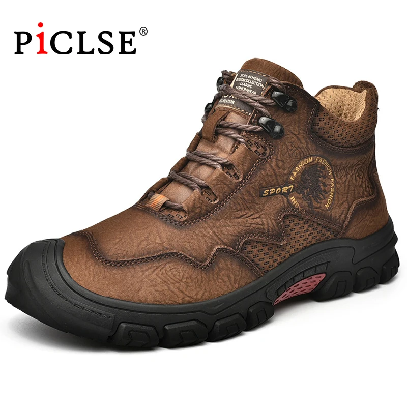 

Size 46 Natural Leather Men Boots Keep Warm Winter Boots Men Handmade Ankle Outdoor Snow Boots For Men Winter Shoes Botas Hombre