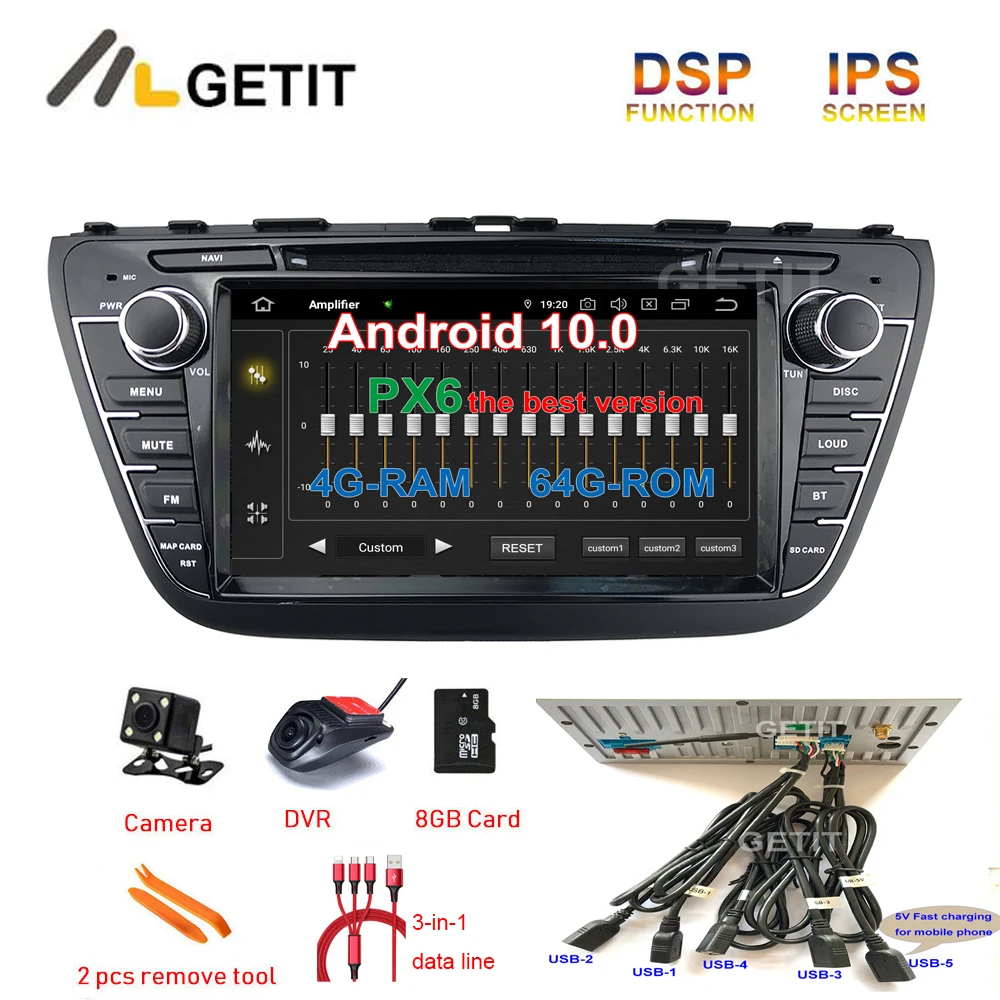 5 USB DSP Android 10 автомобильный DVD для Suzuki SX4 S Cross 2014 2015 2016 2017 автомобильное радио стерео