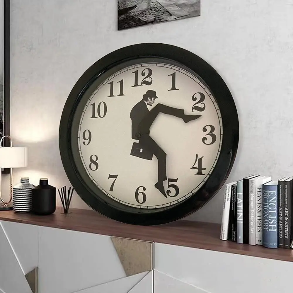 

British Comedy Inspired Ministry Of Silly Walk Wall Clock Comedian Home Decor Novelty Wall Watch Funny Walking Silent Mute Clock