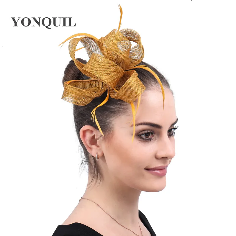 

New Style Girls Headwear Female Party Feather Fascinators Hat Cap Formal Dress Wedding Headband Hair Clip For Womens Fedora Caps