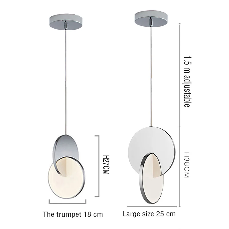 

New Modern Pendant Light Nordic Designer Led Geometric Hanging Lamp Circle Iron Chrome Or Golden Light For Dining Room