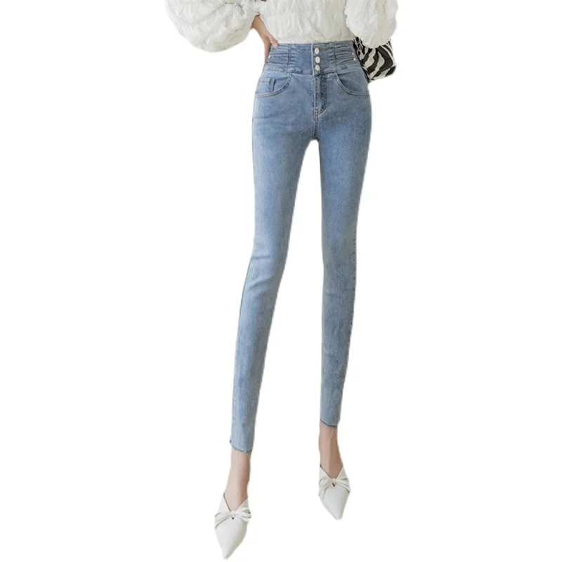 

Woman clothes Stretchy tight-fitting and thin-footed pencil pants jeans woman high waist trousers for female Jean women