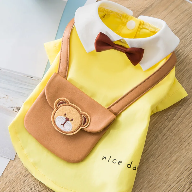 

Pet dog clothes shirt cute bear backpack pets clothing Summer dog costume Pomeranian Teddy Corgi Bichon Yorkie small dog clothes