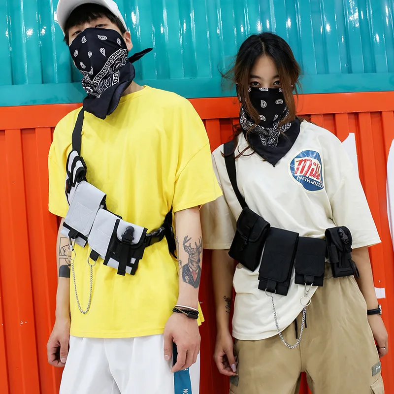 

Hip hop outdoor Tactical chest bag canvas shoulder messenger bag men's outdoor chest bag solid universal for women's backpack