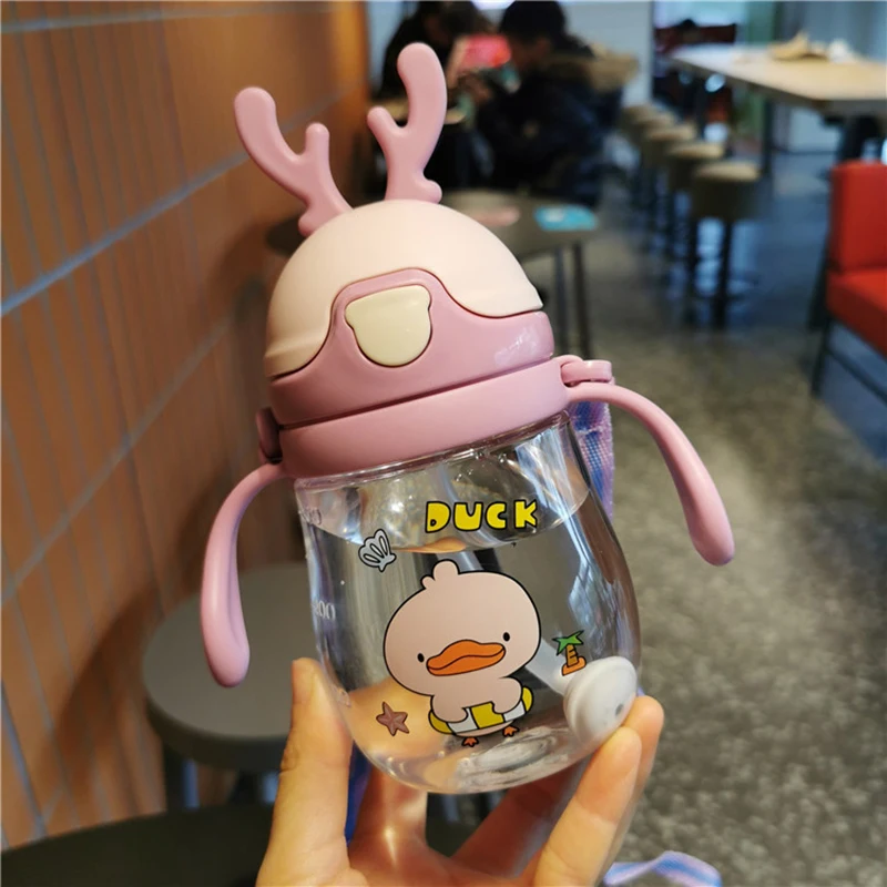 370 мл Новая креативная детская соломенная чашка с мультяшными животными оленями