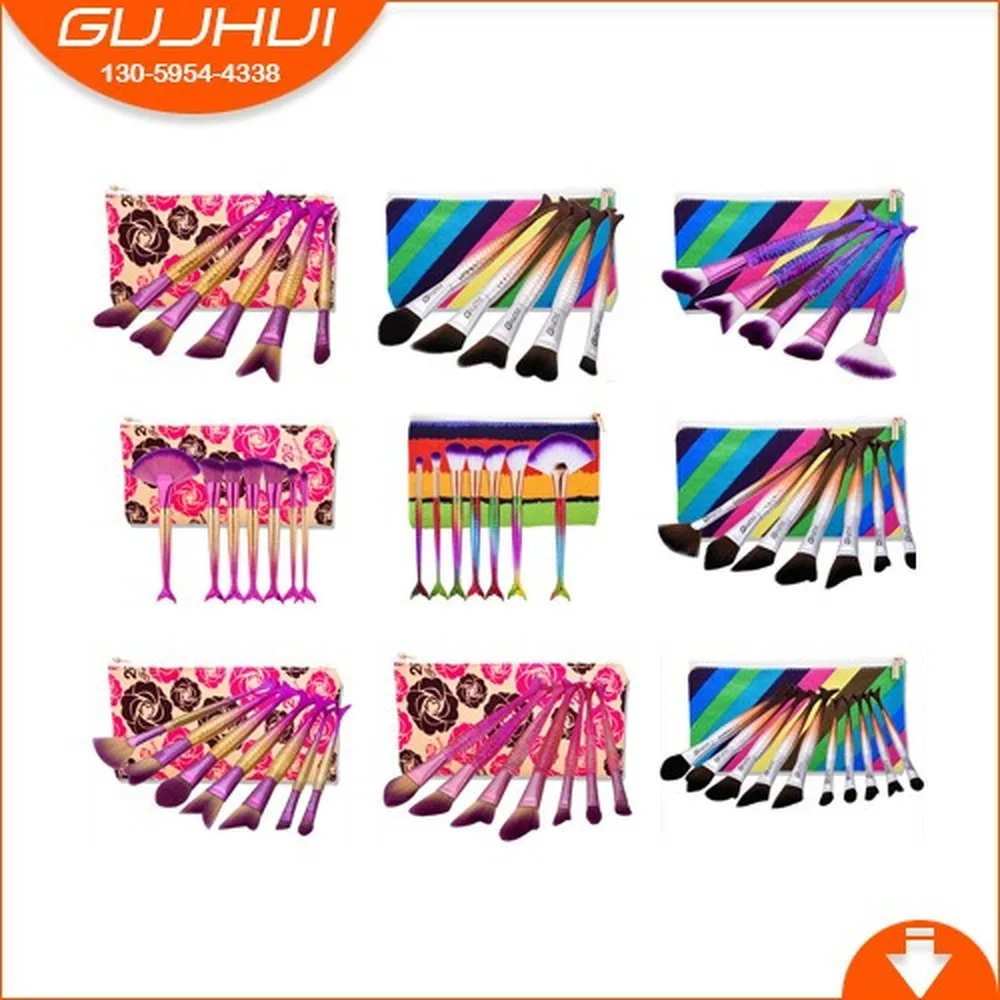 Набор кистей для макияжа Русалочки 10 5/7 косметичка | Красота и здоровье