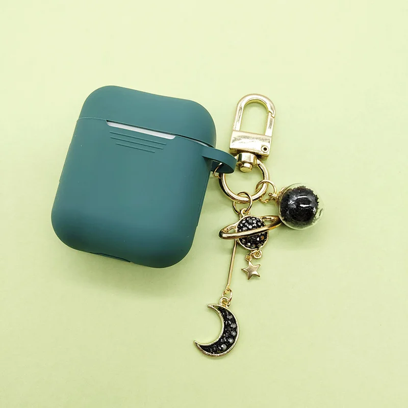 Роскошный силиконовый чехол со стразами и Луной для Apple Airpods аксессуары Bluetooth
