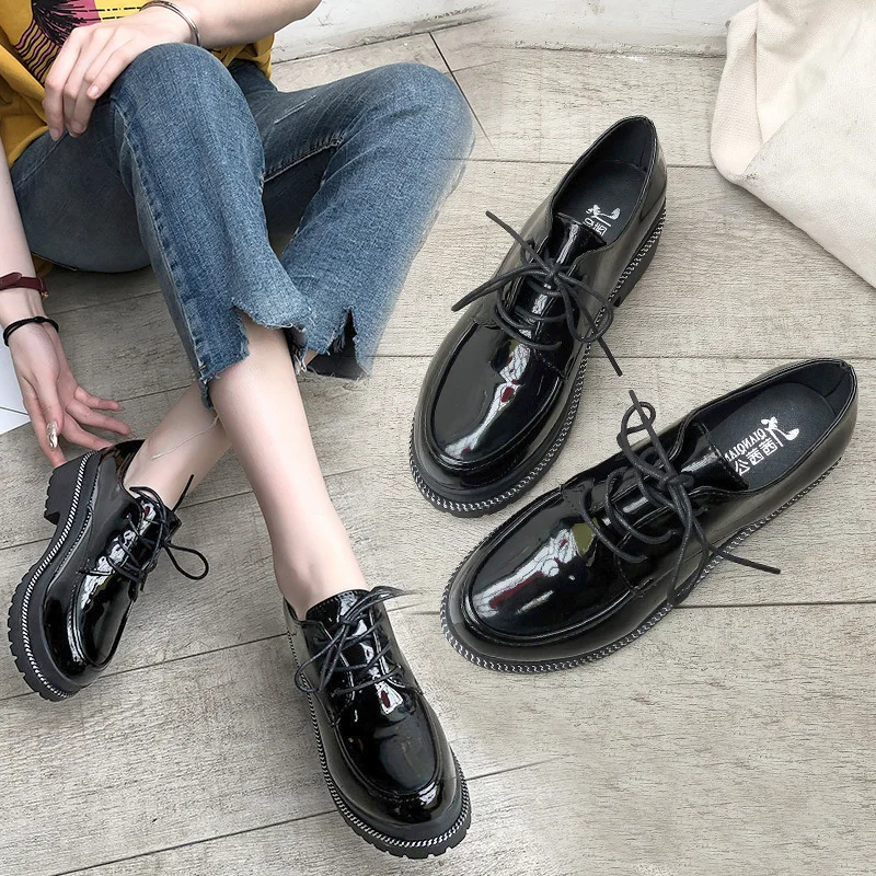 

New Thick Bottom Platform Shoes Woman Fringe Tassel Oxfords Women Shoes Loafers Female Flats Patent Leather Slip on Ladies Shoes