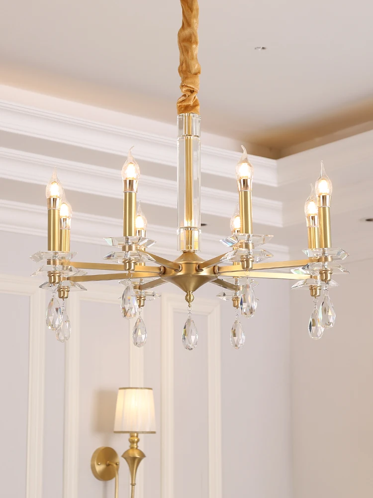 Скандинавская гостиная квадратная хрустальная люстра современная спальня лампа