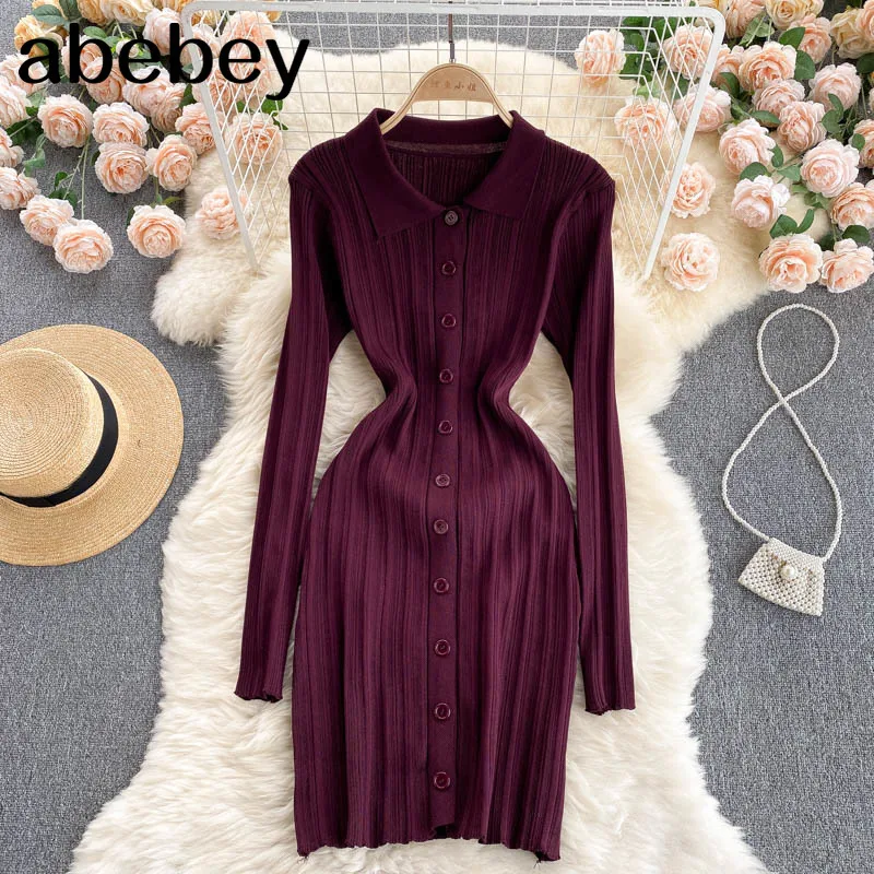 

Retro Houndstooth Knitted Dress Women Long Sleeve Elastic Slim Dresses Summer Sexy Bodycon Streetwear Dress