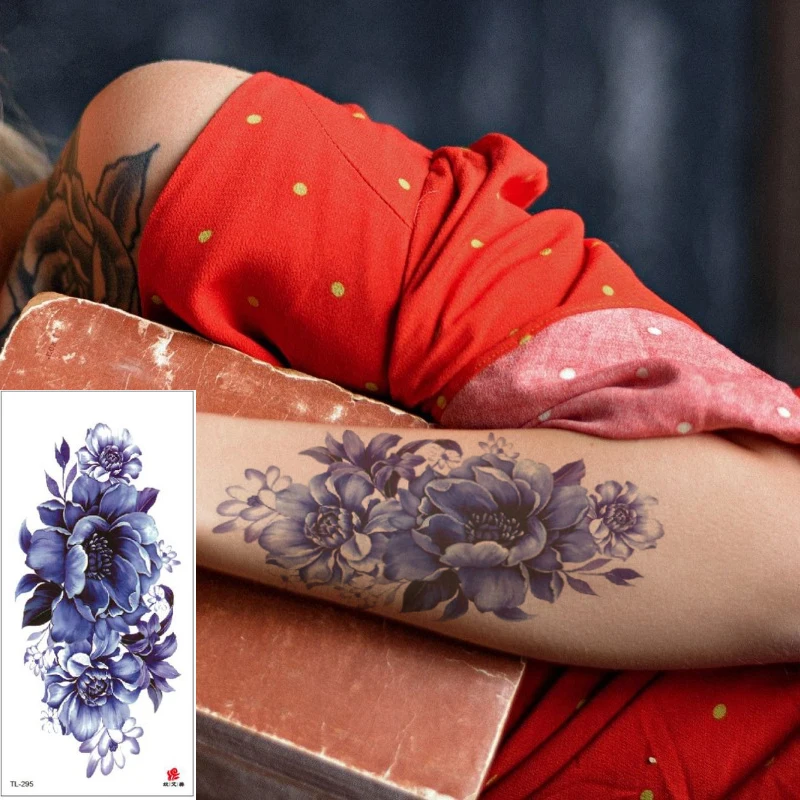 Летний цвет яркий синий цветок искусство на талии наклейки для женщин и