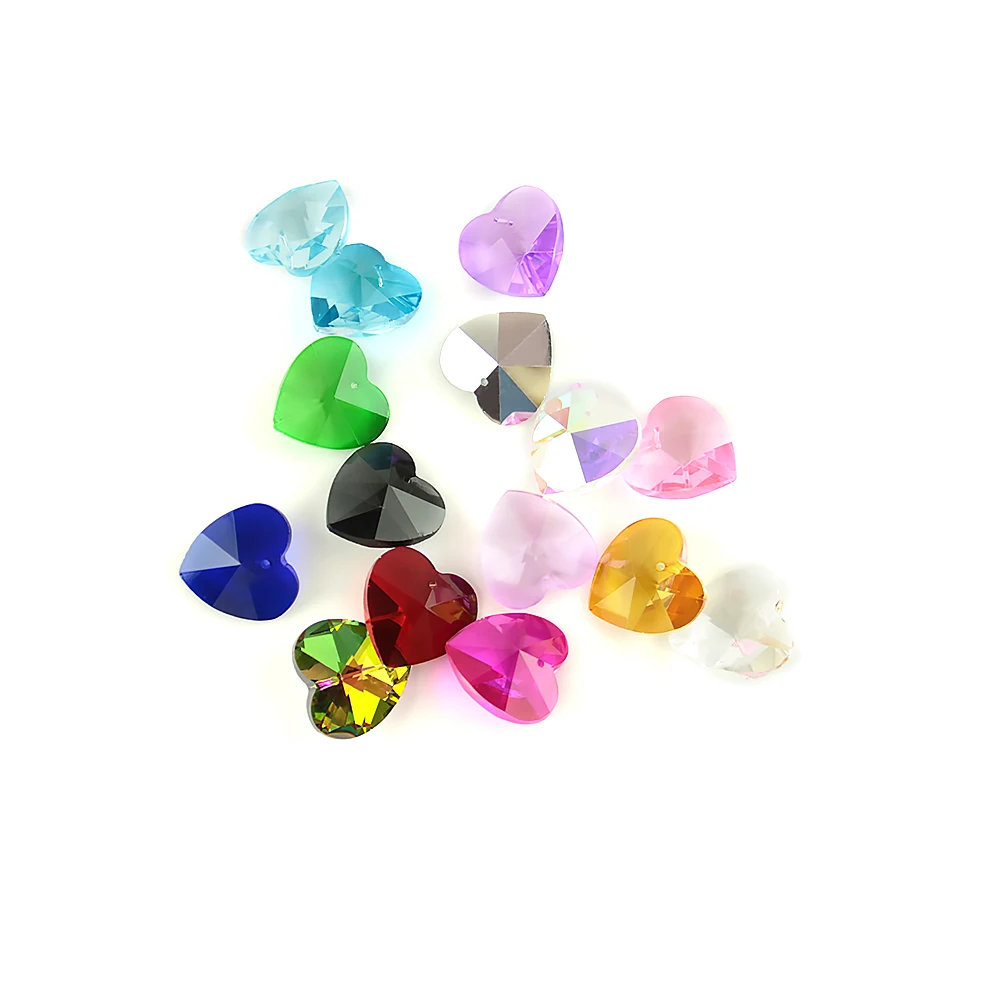 100 шт 14 мм много Цвета K9 Стекло сердце бусины с украшением в виде кристаллов