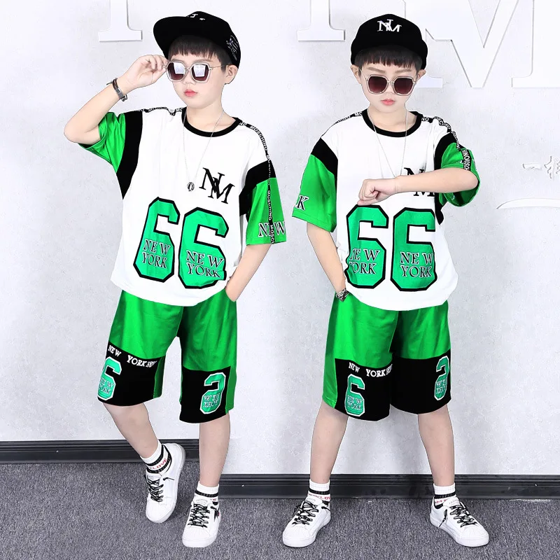 

Children Boys Summer Clothes Sport Suits Letter Short Sleeve Tops + Shorts Casual Tracksuit for Kids Big Boy Clothing 3-14 Years