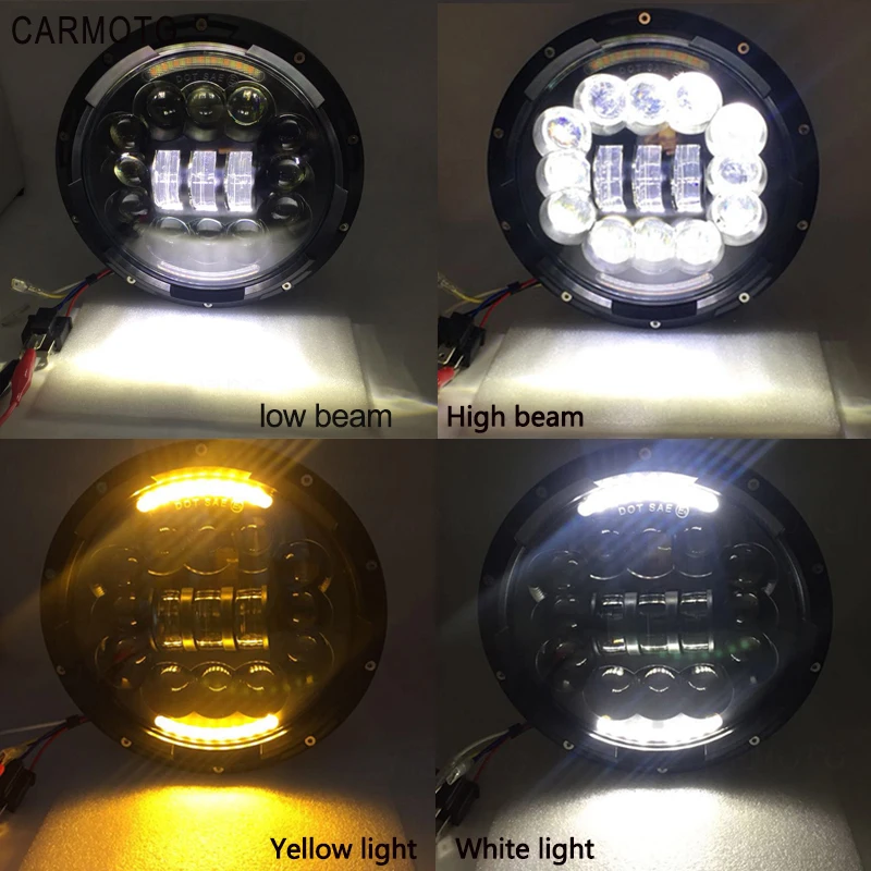 1pcs 7 Inch DOT SAE E9 Motorcycle Headlamp with angle eye Led Headlight 7inch housing bucket trim ring for Touring Electra Glide