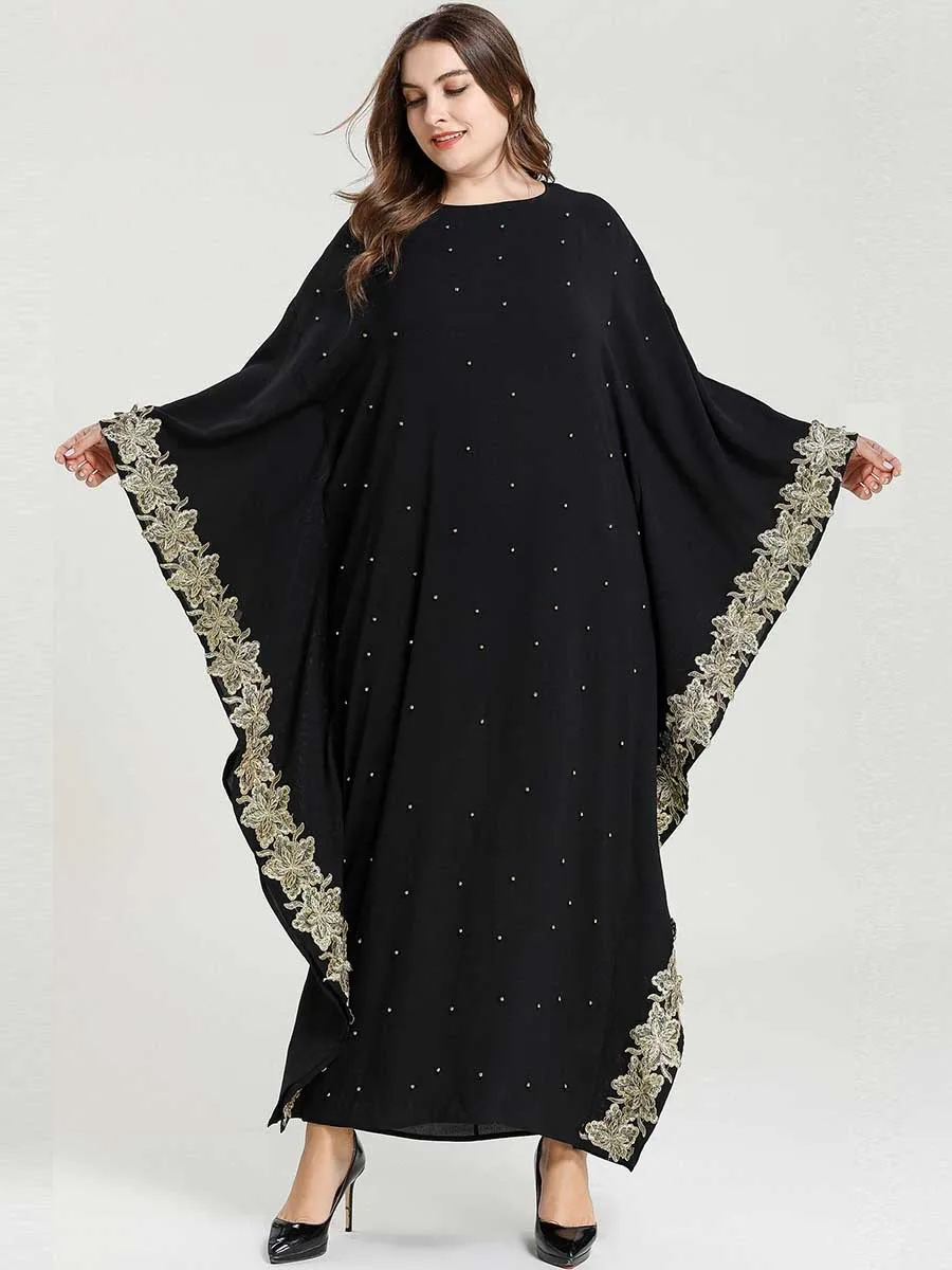 Мусульманское платье Abaya женское арабское хиджаб с рукавом летучая мышь