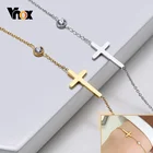 Vnox нежный боком браслеты с крестообразной подвеской для Для женщин, не вызывают аллергию, Нержавеющаясталь тонкие цепочки, браслет, ювелирные изделия, 16-19,5 см