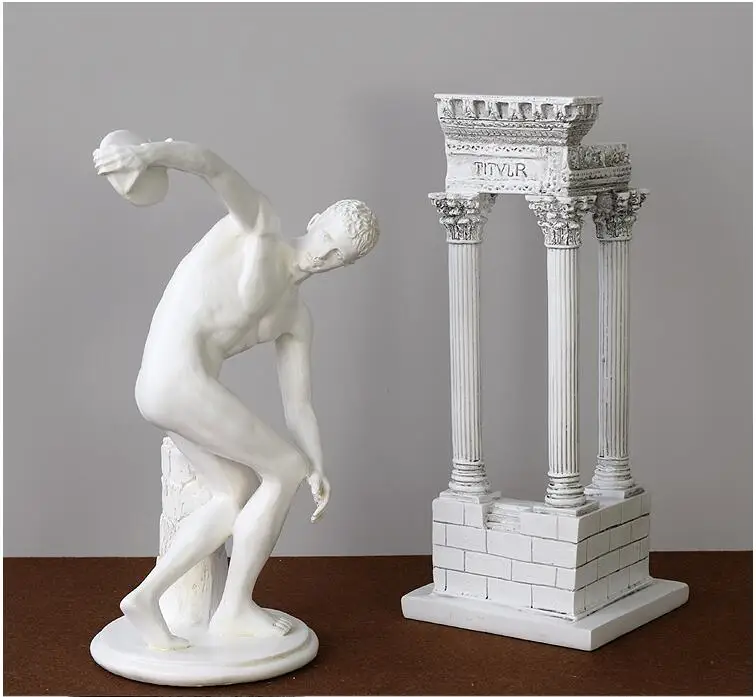 Европейский персонаж из смолы скульптура дискобол мужской лыжный спорт