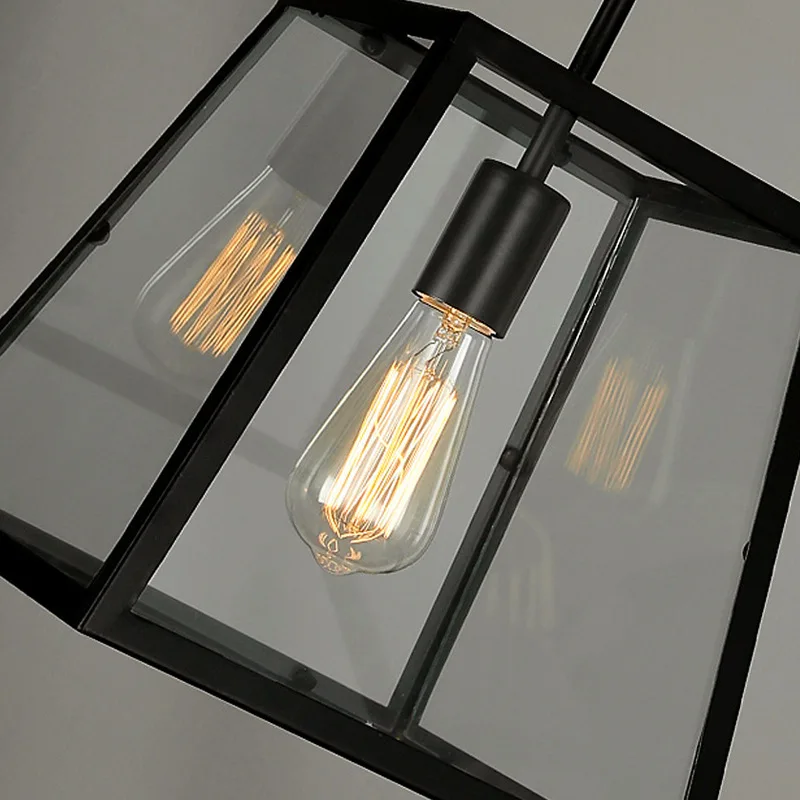 Люстра-бокс из железного стекла в стиле ретро потолочная лампа для гостиной