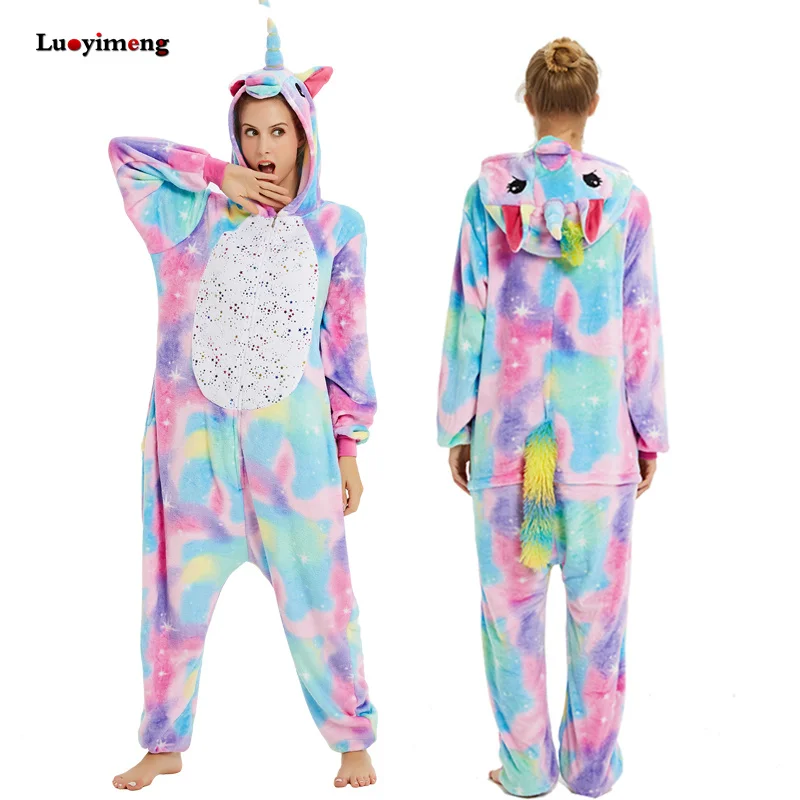 Пижама для взрослых с единорогом Kugurumi пижама животными зимняя мультяшным