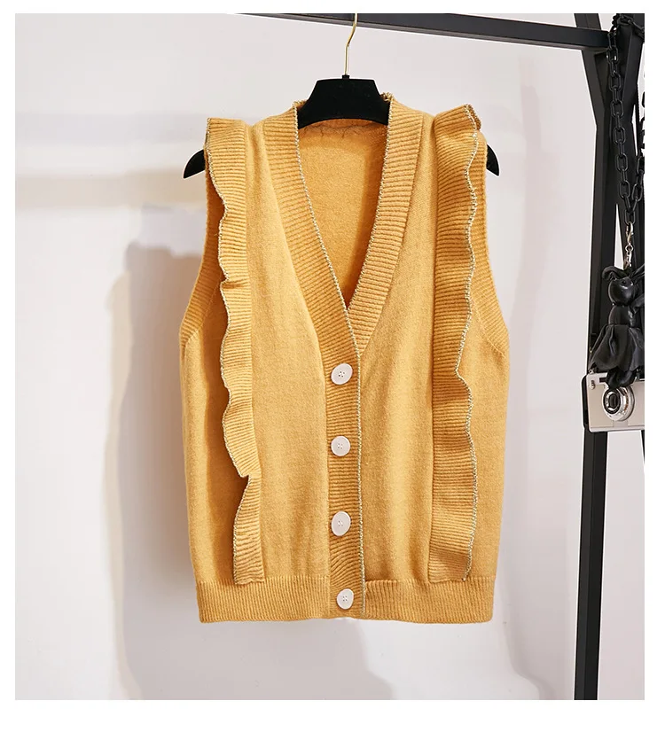 НОВЫЙ свободный свитер с v-образным вырезом жилет пальто комплект | Женская