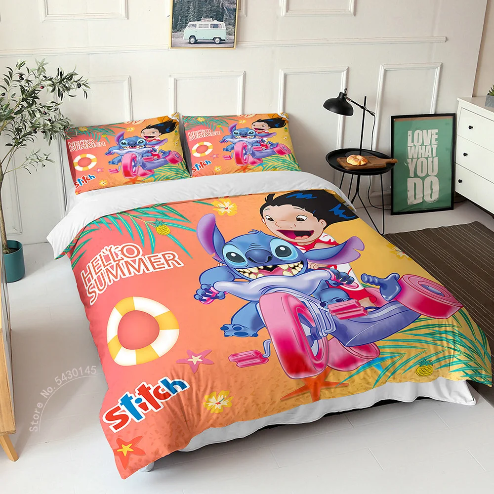 Disney Duvet Cover Sets Stitch Bedding Set Cartoon Bedclothes Boy Girl Bedroom Bed Single Twin Full Queen King Size Gift | Дом и сад