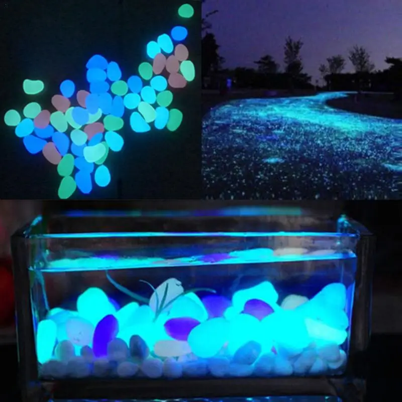 

Glowing Dark Artificial Gems Colored Fluorescent Pebble Stones For Swimming Pool Aquarium Sidewalk Garden Decoration DIY