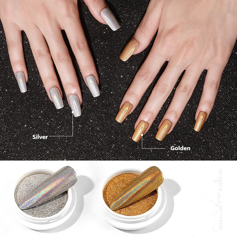 Твердый волшебный зеркальный порошок для ногтей лазерное зеркало супер