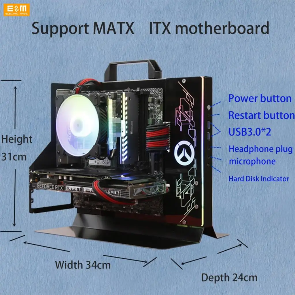 Мини MATX PC тестовый Стенд Ручка портативный компьютер с водяным охлаждением