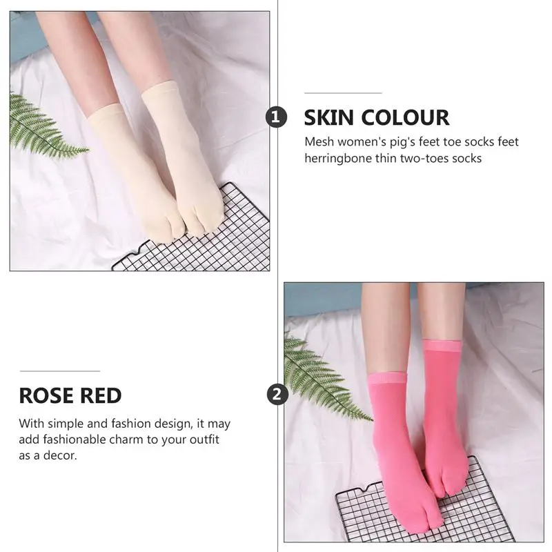

2 Pairs Simple Women Non-slip Socks Two Toe Woman Socks Fashion Girl Summer Sock