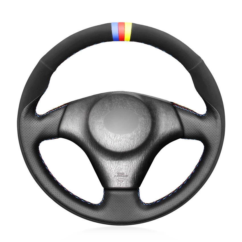 

Hand-stitched Black Genuine Leather Suede Car Steering Wheel Cover for Toyota RAV4 1998-2003 Celica 1998-2005 Corolla (US) 2003