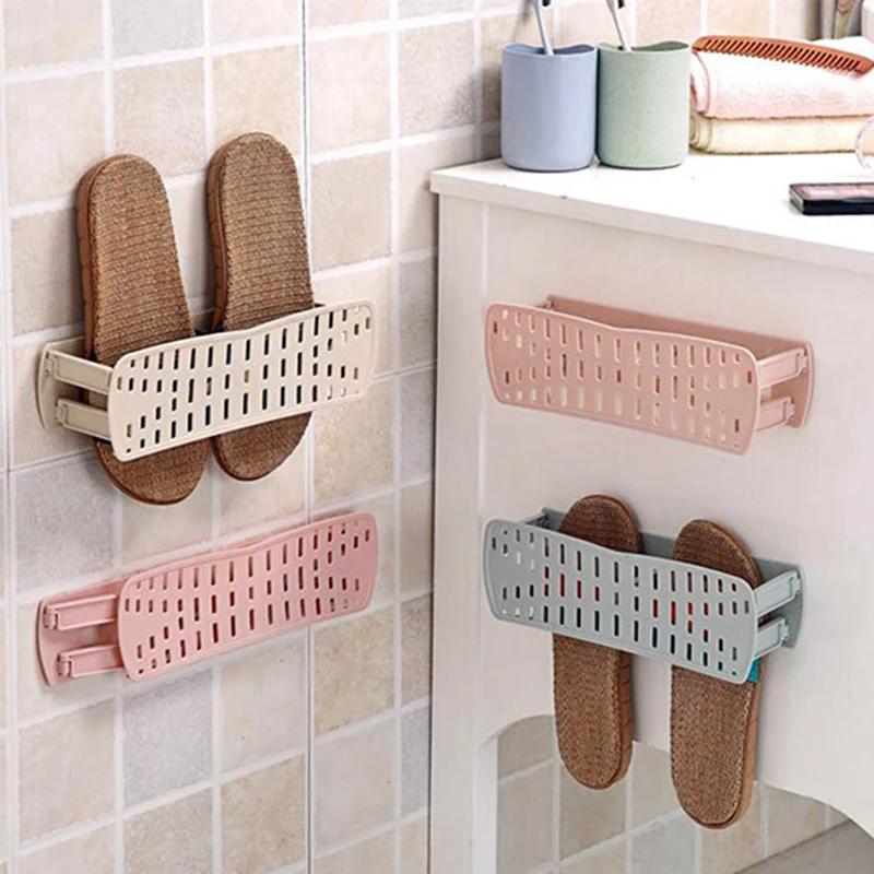 Plastic Shoes Rack Organizer Adjustable Shoe Hanger Wall Hanging Racks Folding Slippers Storage Tool Bathroom Space Saving | Дом и сад
