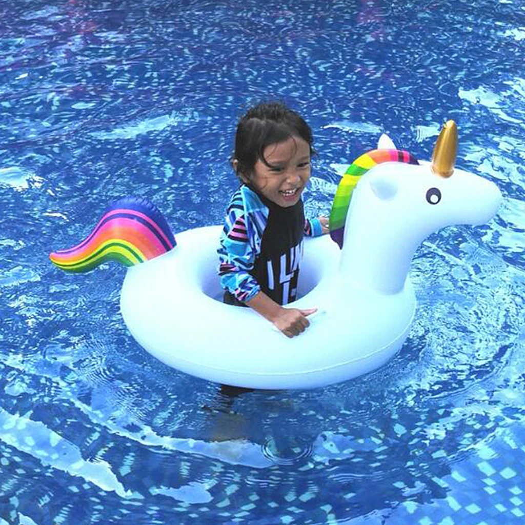 

Inflatable Unicorn Pool Float with Handles Swim Ring Party Toys for Kids