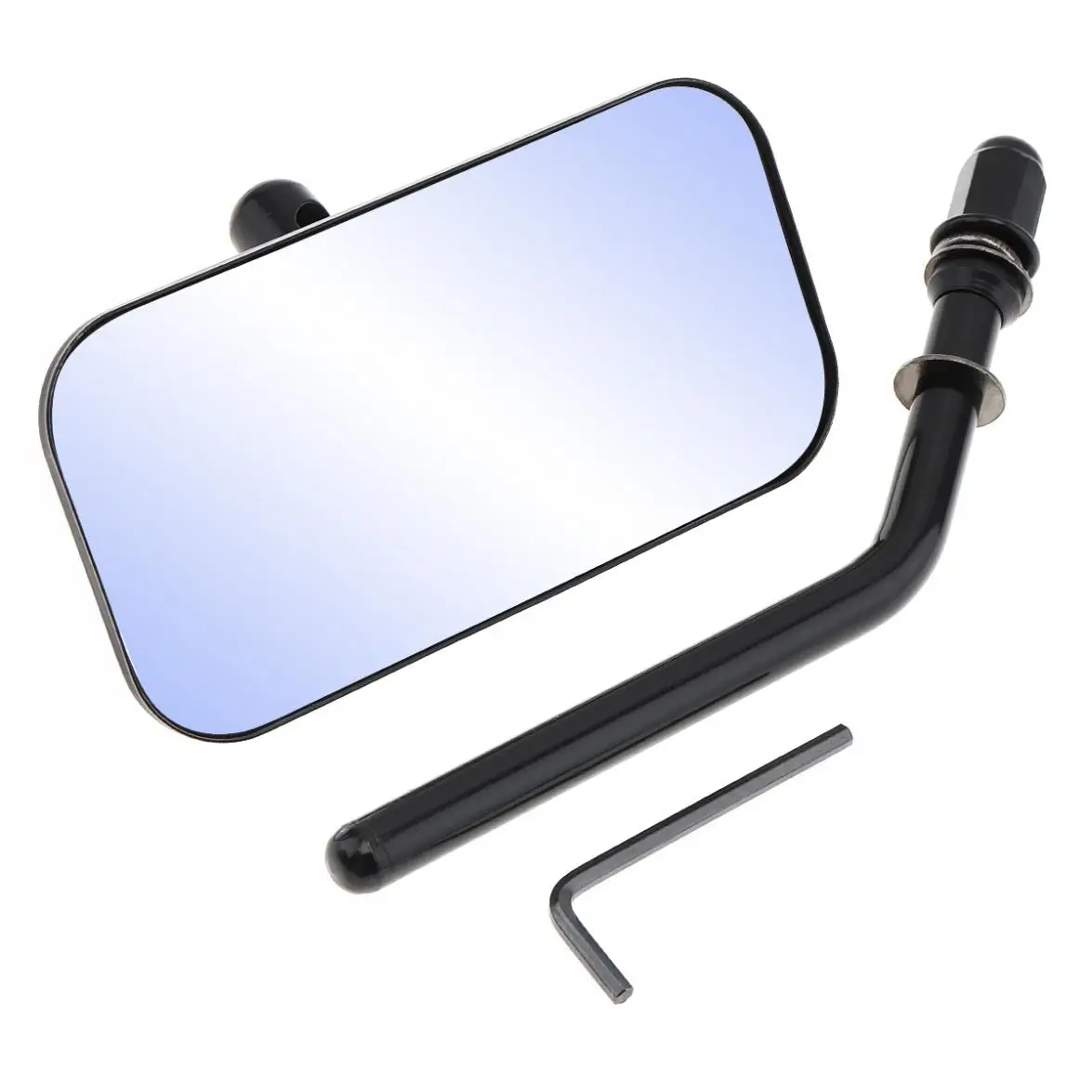 

2 Pcs Motorcycle Rearview Mirror Square Aluminum Alloy Universal Reversing Mirror Black