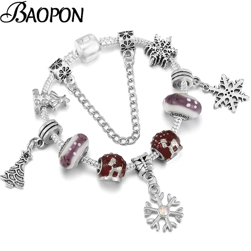 Браслет с серебряными бусинами в европейском стиле|Браслеты шармами| |