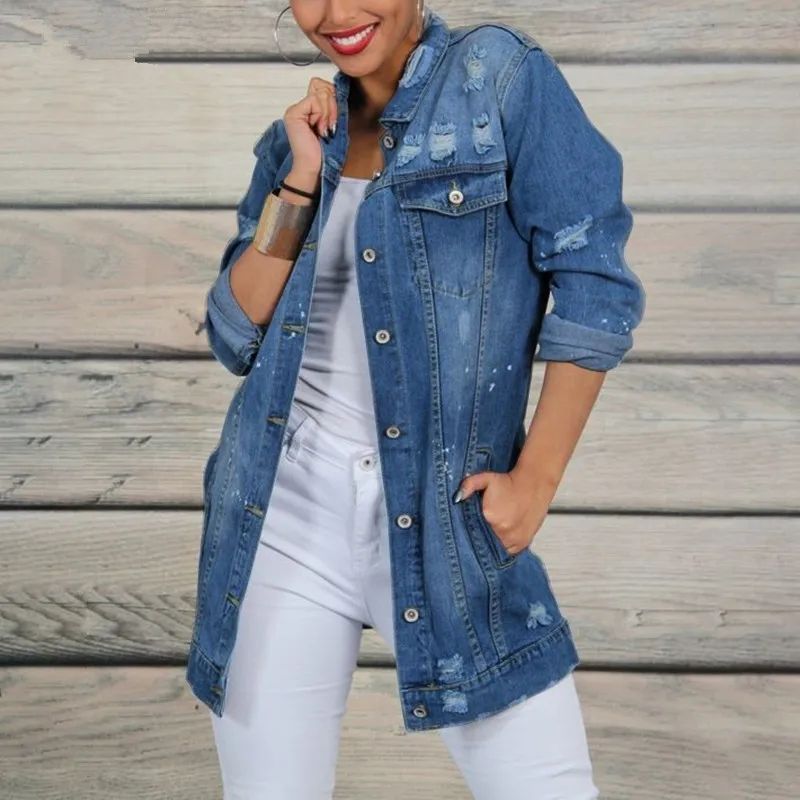

Женская джинсовая куртка, верхняя одежда большого размера d, женская одежда на весну и осень, уличная одежда с длинным рукавом, Женская Повсе...