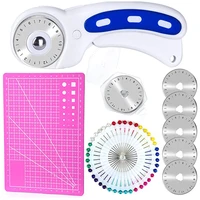 lmdz 45mm rotary cutter with 5 pcs replace rotary cutter blades sewing pins and a5 cutting mat set for quilting sewing crafts