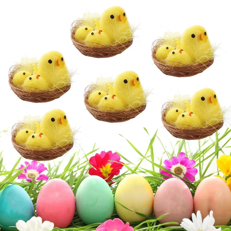 

12Pcs Easter Chick Yellow Mini Lovely Artificial Home Decoration Toys Plush Chicken Easter Gift for Children