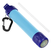 outdoor camping water filter straw water filtration emergency preparedness purifier with compass whistle signal mirror carabiner