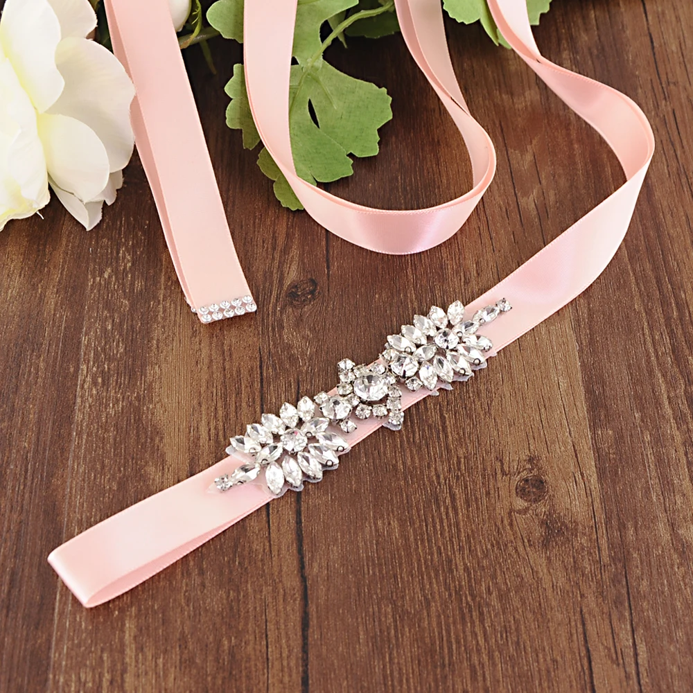 

TRiXY S49 Silver Rhinestones Belt Bridal Belt Diamond Wedding Dress Belt Crystal Wedding Sash For Wedding Dress Accessories