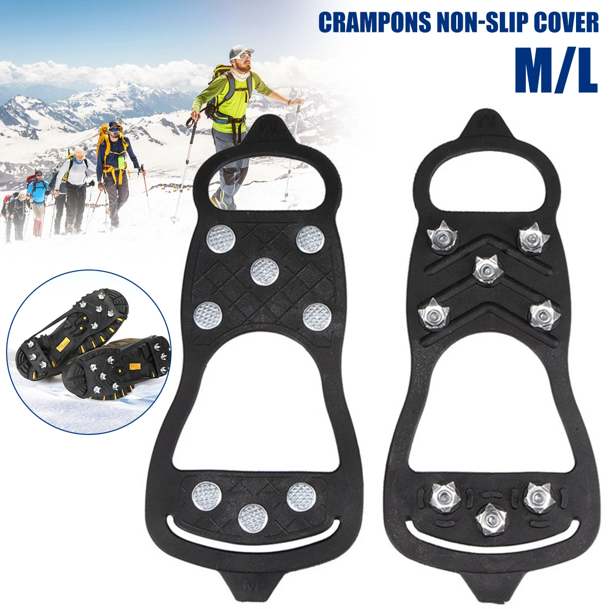 1 пара Нескользящие туфли с зажимом для льда 8 зубьев | Автомобили и мотоциклы