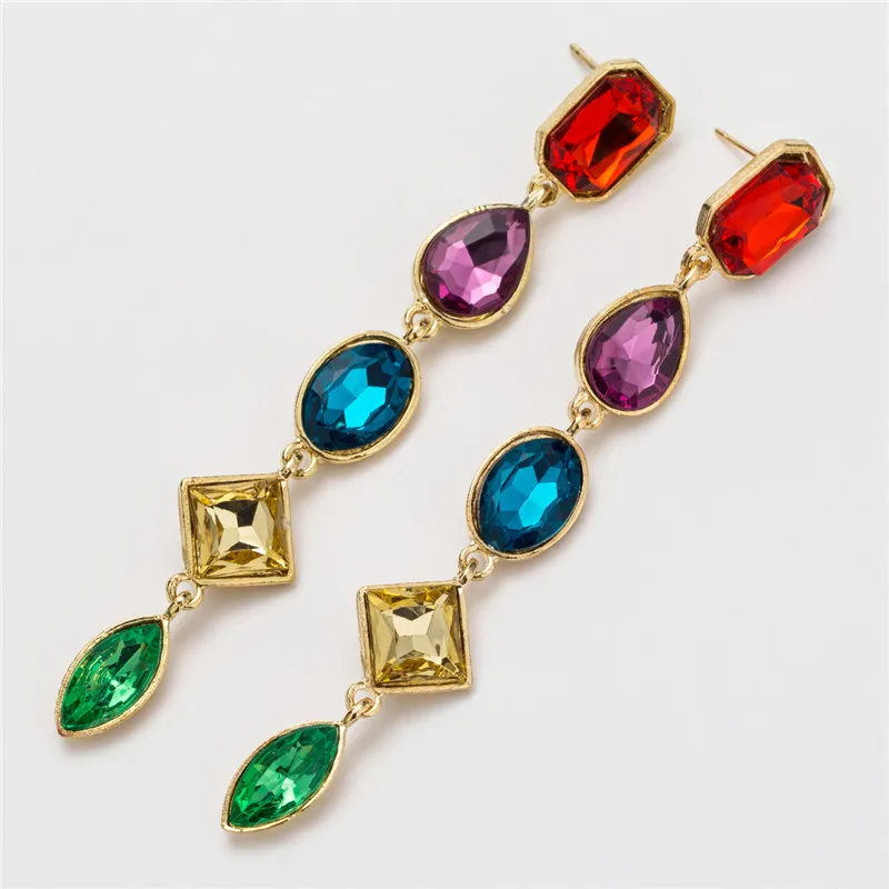 Женские многослойные акриловые серьги длинные геометрические в стиле ретро