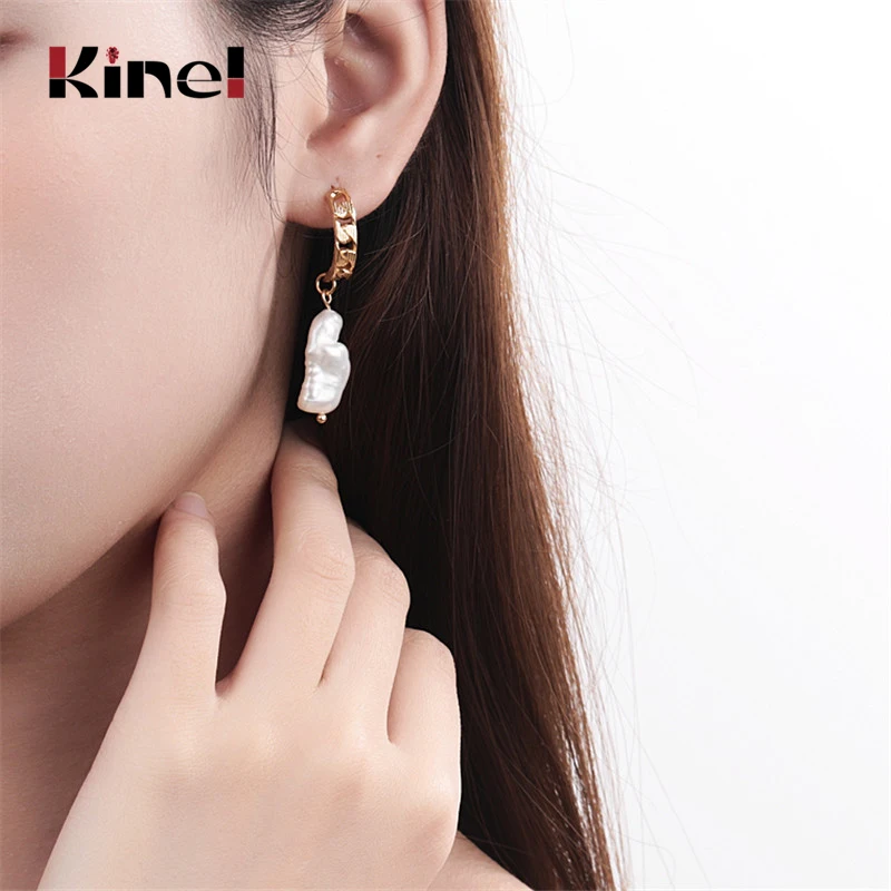 

Kinel натуральный барочный жемчуг, 925 пробы, серебряные серьги-капли для женщин, позолоченные ювелирные изделия в Корейском стиле