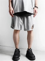 mens shorts summer new fashion trend personality hole design hip hop street casual straight loose oversized shorts