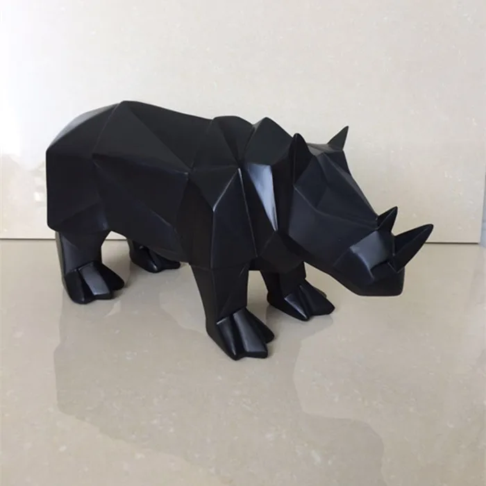 GEOMETRY SHAPED  RHINO STATUE ABSTRACTIVE RESIN ANIMAL SCULPTURE CRAFT ORNAMENT ACCESSORIES FOR  EUROPEAN DECORATION