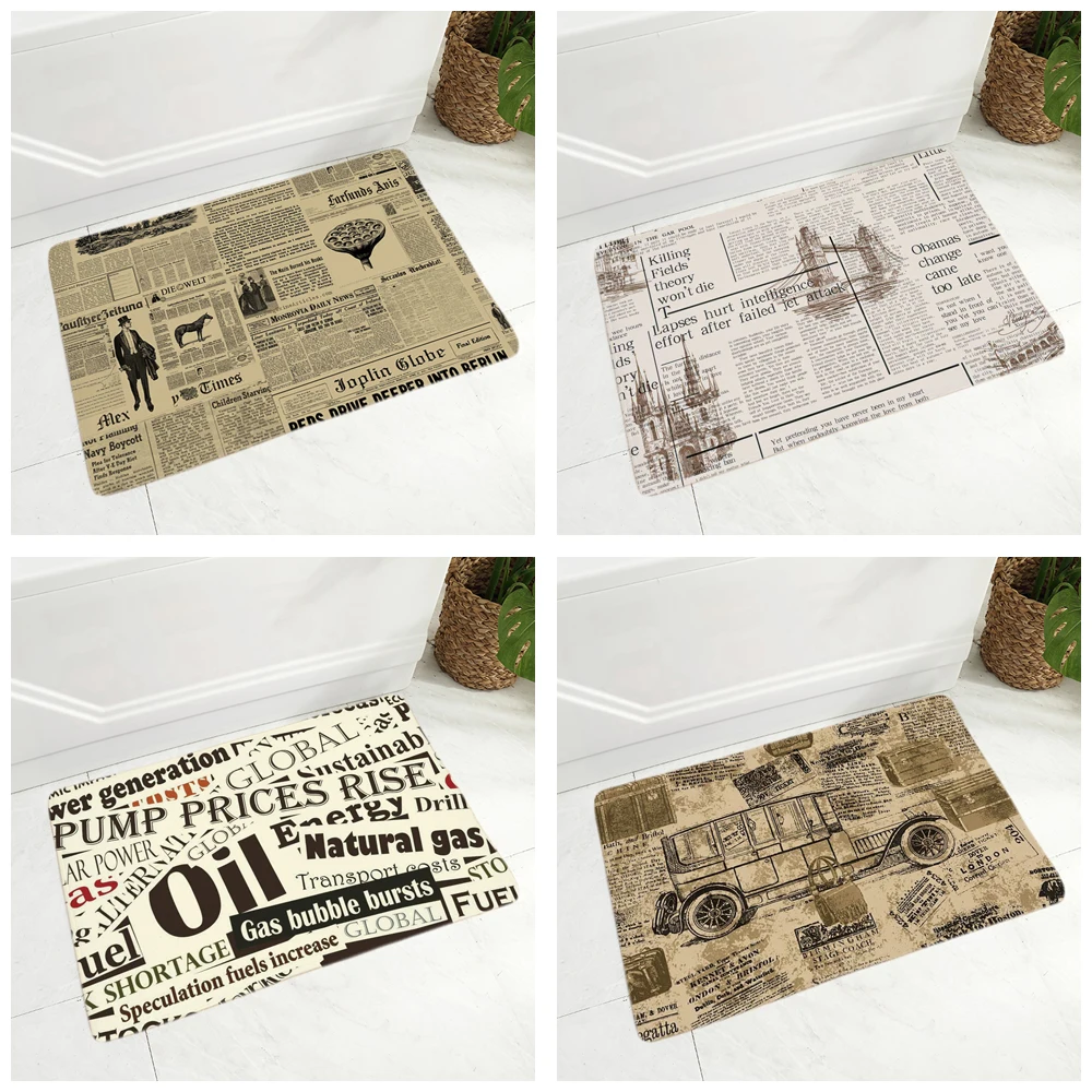 Винтажный напольный коврик в виде газеты для детской комнаты спальни
