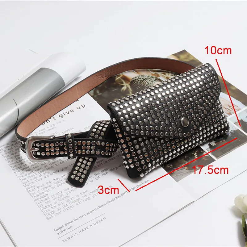 Guarder Brand Rivets Waist Pack Luxury Designer Fanny Small Fashion Women Bag Phone Pouch Punk Belt Purse GUA0060 | Багаж и сумки