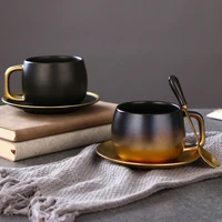nordic minimalist ceramic cup creative scrub black gold coffee cup set one cup at a time