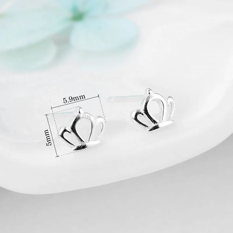 100% подлинное серебро 925 пробы маленькие серьги в форме короны рождественские