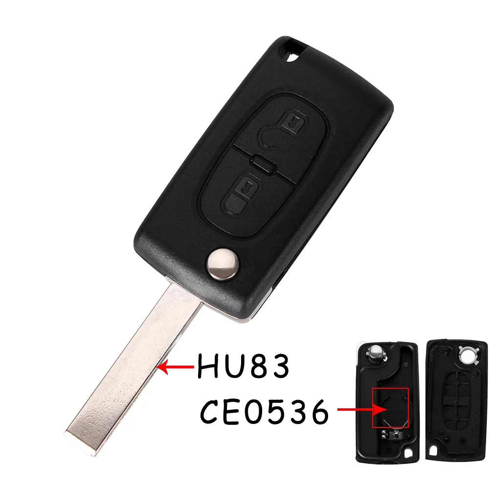 KEYYOU 2 кнопки флип складной чехол для дистанционного ключа от машины оболочки для Citroen C2 C3 C4 C5 C6 C8 с VA2/HCA лезвие CE0523/CE0536 - Количество кнопок: HU83 Blade CE0536