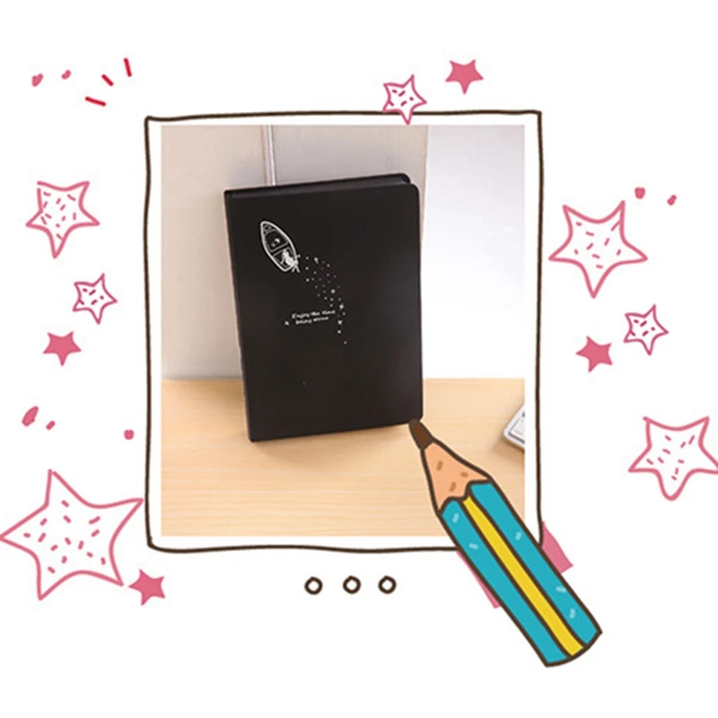 

Black Card Notebook Diary DIY Blank Black Paper Sketch Book 96